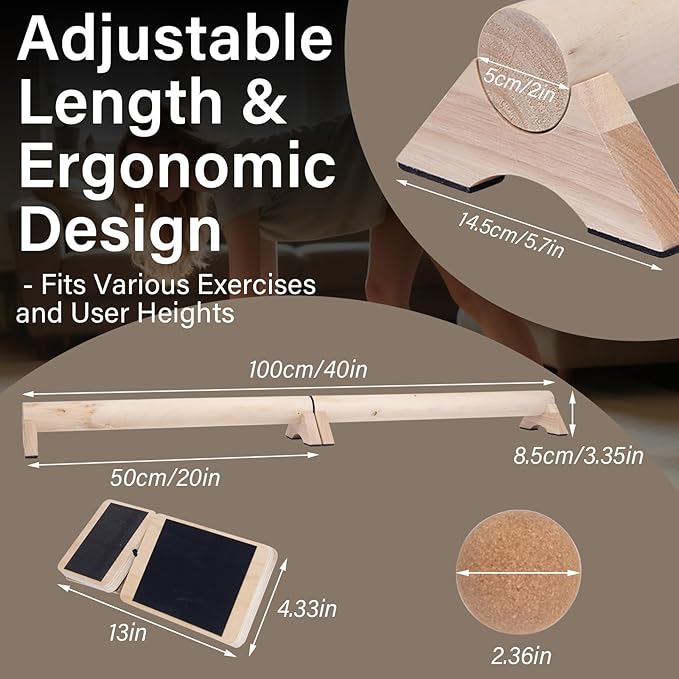40-Inch Wooden Balance Beam Set, Two 20-Inch Connectable Sections, Natural