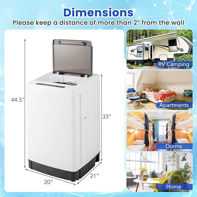 COSTWAY Portable Washing Machine, 11 LBS Full Automatic Portable Washer