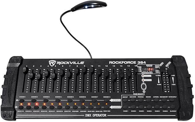 Rockville ROCKFORCE 384 Channel DMX Light/Fog Lighting Controller, MIDI Control