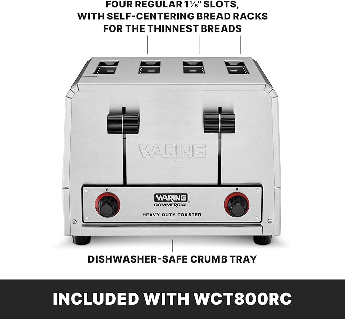 Waring Commercial WCT800RC 4-Slice Heavy Duty Commercial Pop-Up Toaster