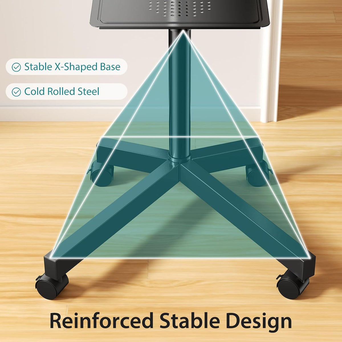 olixis rolling tv stand with wheels, portable tv, front angle view