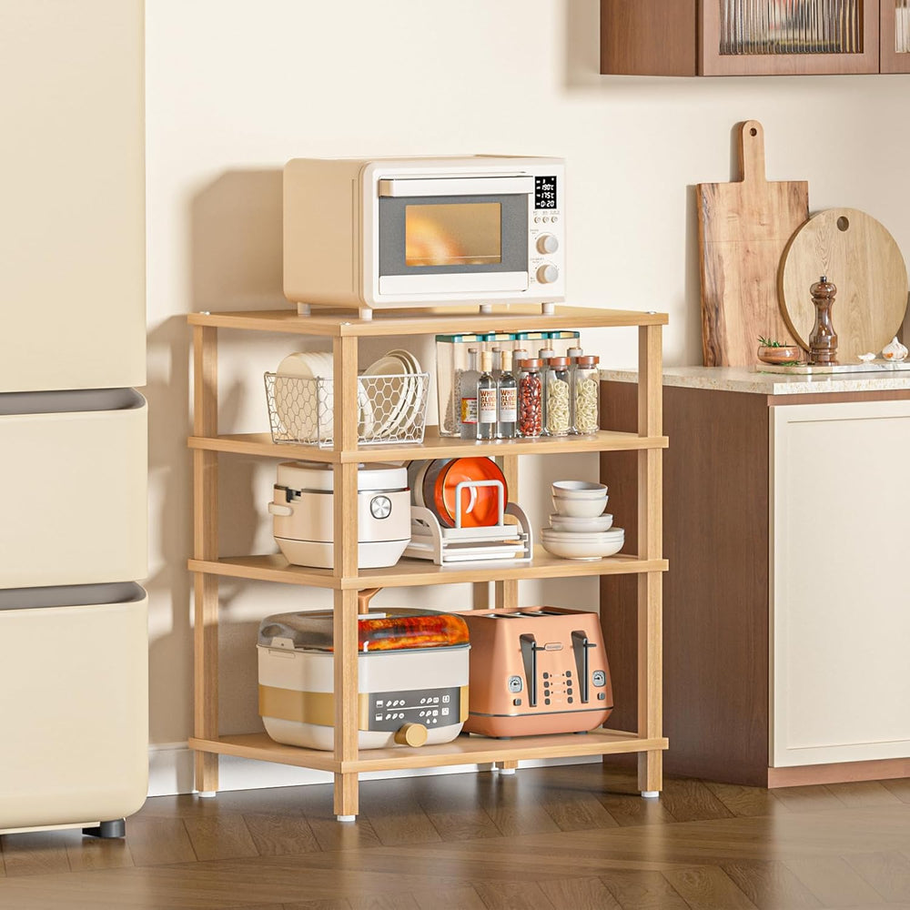 LELELINKY 4-Tier AV Media Player Stand, Natural Stereo Cabinet, Modern Audio ...