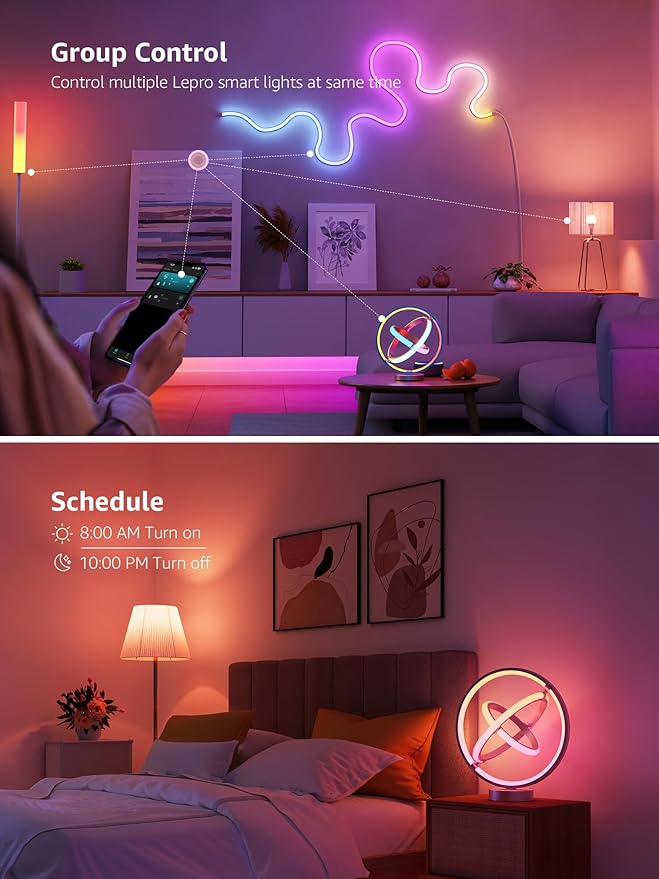 Lepro TB1 AI Smart Table Lamp, RGB+IC Addressable Color Changing Desk Light