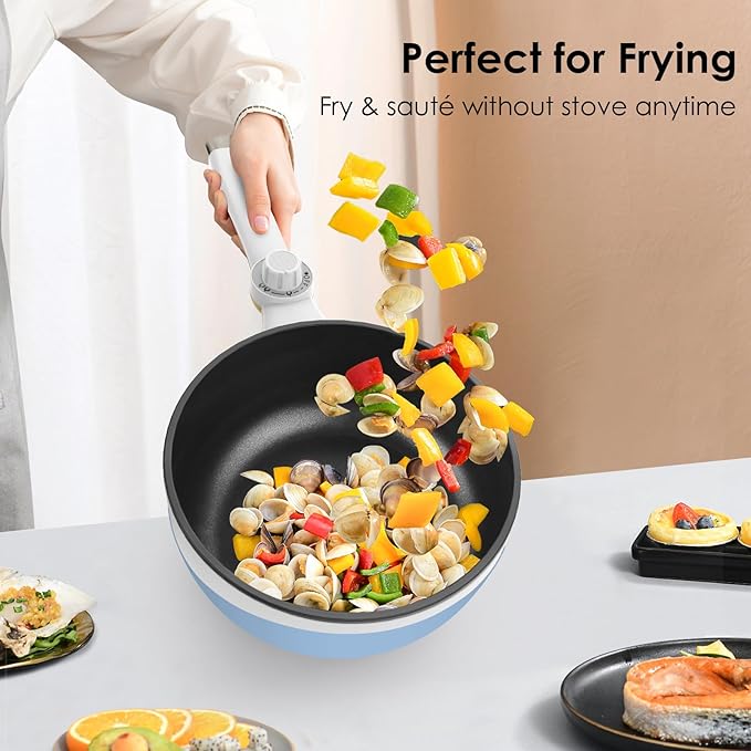 Audecook Hot Pot Electric, 1.7L Mini Electric Skillet Portable Nonstick Sauté
