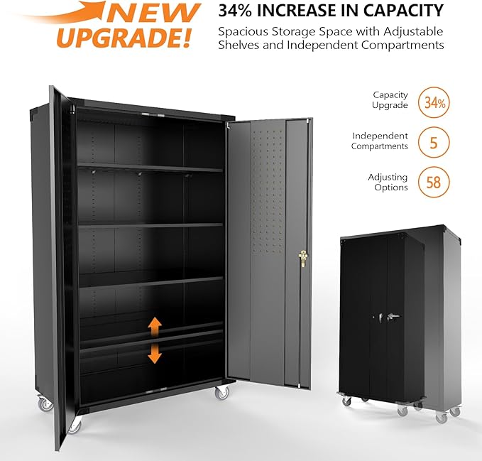VINGLI Upgraded Wide & Deep Garage Storage Cabinet, Metal Storage Cabinet