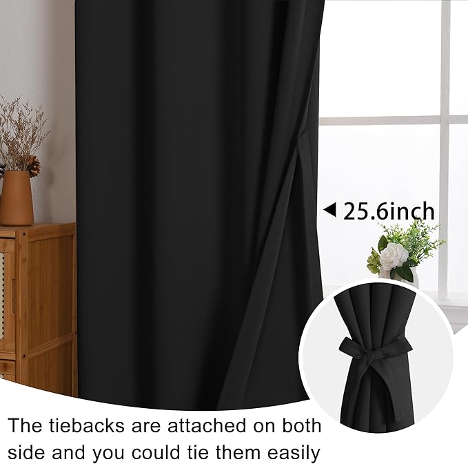JIUZHEN Black Blackout Curtains