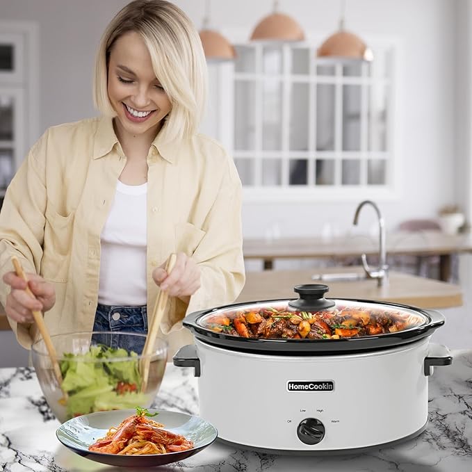 HOMECOOKIN 7 Quart Slow Cooker Oval Manual Pot Food Warmer