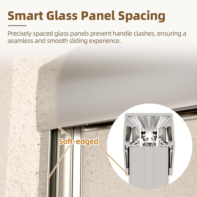 Sliding Shower Door, Royal Guard 56-60" W x 70" H Semi-Frameless Double Sliding