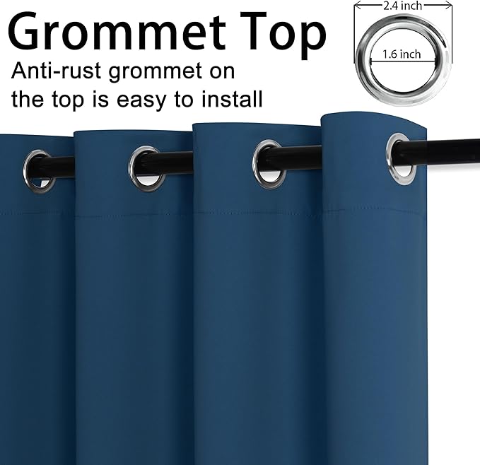 JIUZHEN Classic Blue Blackout Curtains