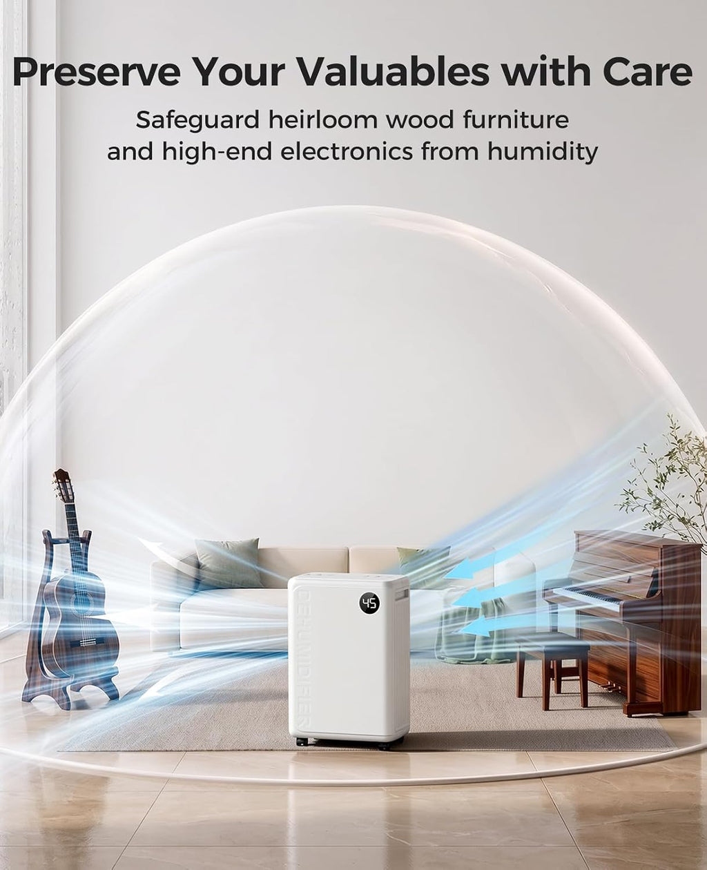 32 Pint Dehumidifier for Basement and Home, 2600 Sq Ft with Drain Hose
