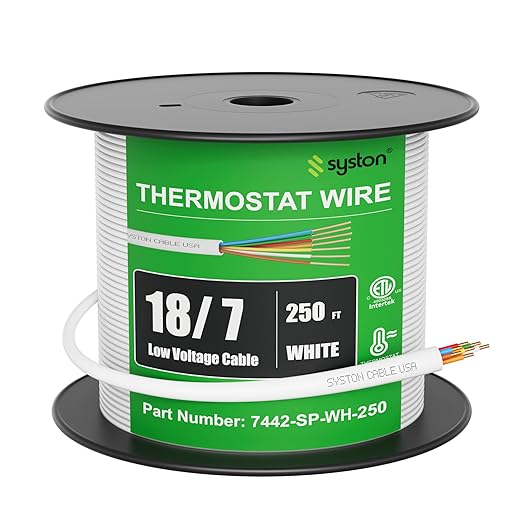 Syston 18/7 Thermostat Doorbell HVAC Heating Control Cable Wire, 100% Solid