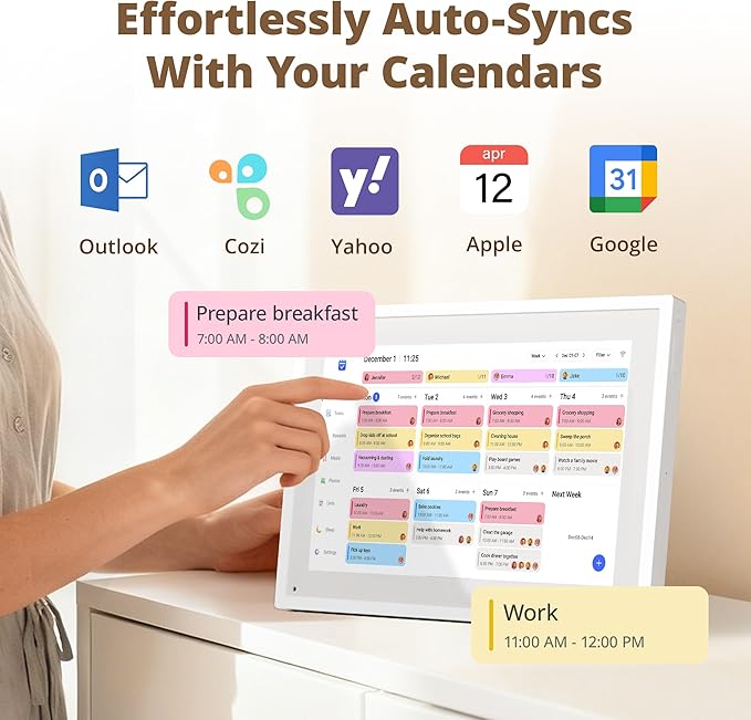 Digital Calendar Touch Screen 10 Inch, Electronic Calendar Chore Chart
