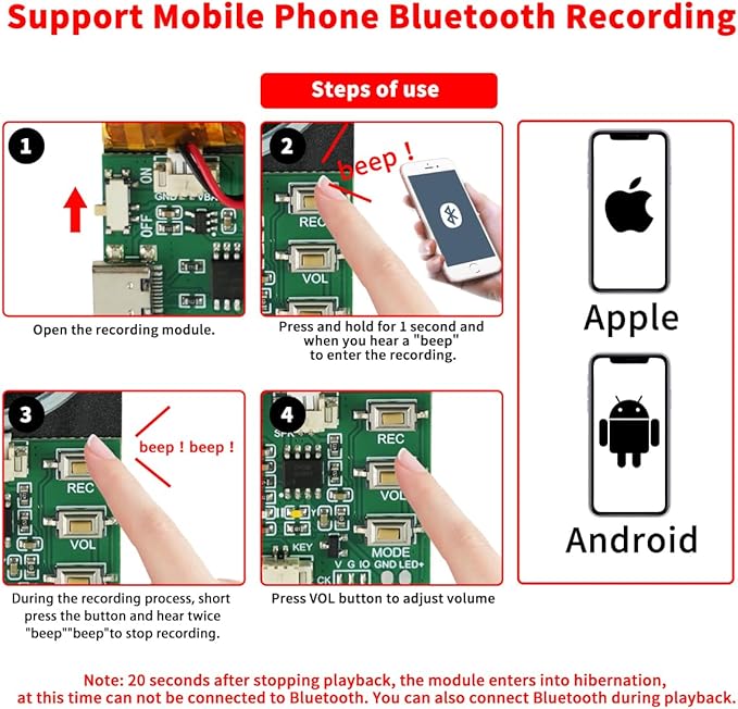 Bluetooth & MIC Recording Audio Sound Module, 8MB Voice Chips