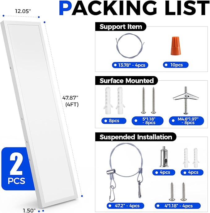 Barrina 1x4 LED Flat Panel Light, 8640LM 72W, 0-10V Dimmable, Brightness & 5CCT