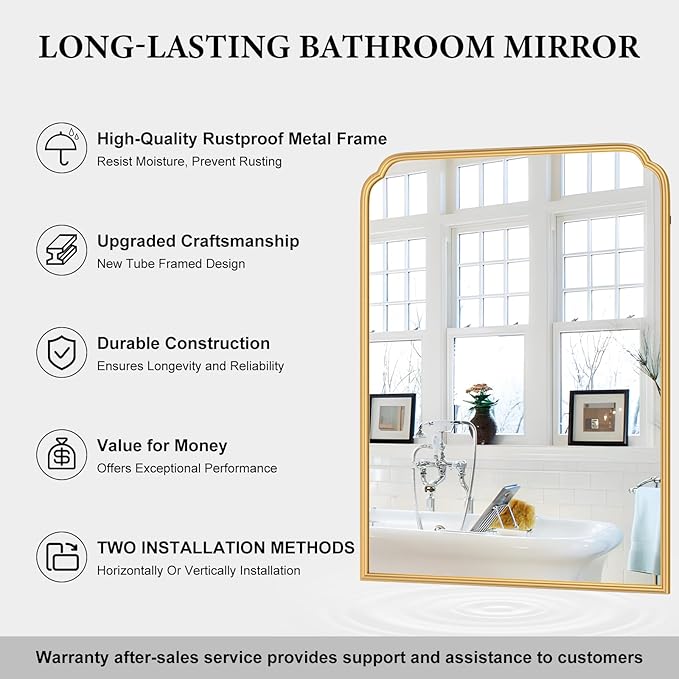 30X40 Inch Gold Bathroom Mirror