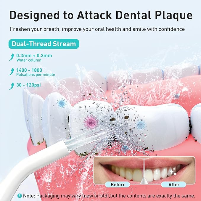 COSLUS Water Dental Flosser Teeth Pick: Portable Cordless Oral Irrigator 300ML