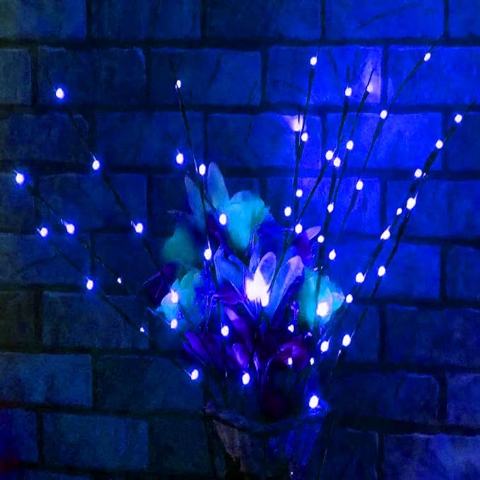 MENCH Branch Lights,6 Pcs Twig Light USB&Battery Powered 8 Flashing Modes by Remote Control.Branch Lights for Indoor, Light Up Decorations for Halloween Day and Christmas,Blue
