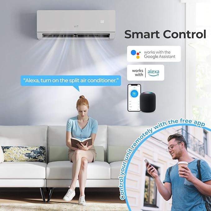 COSTWAY 12000 BTU Mini Split Air Conditioner & Heater, 208-230V WiFi Enabled 24