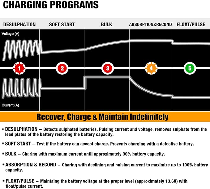 MOTOPOWER MP00205A 12V 800mA Automatic Battery Charger, Battery Maintainer (2-Pack)