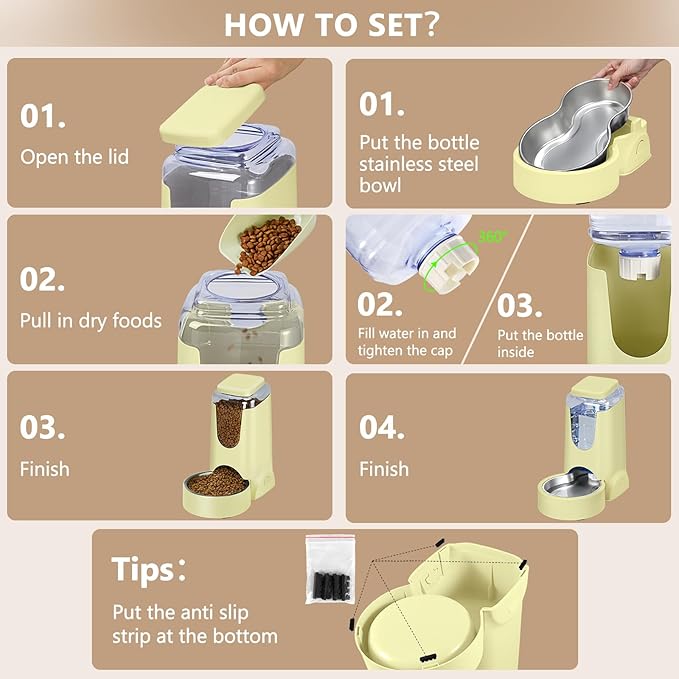 HWONMTE Portable Automatic Cat Feeder and Water Dispenser
