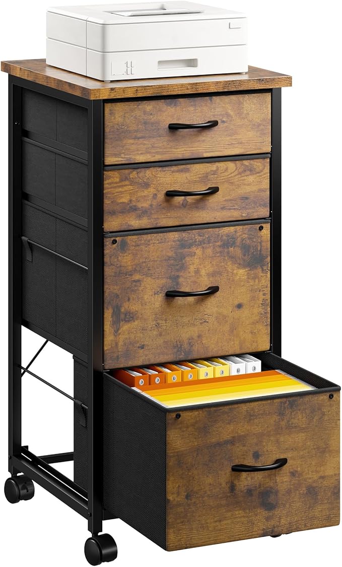 4 Drawers Mobile File Cabinet Vertical Filing Cabinet