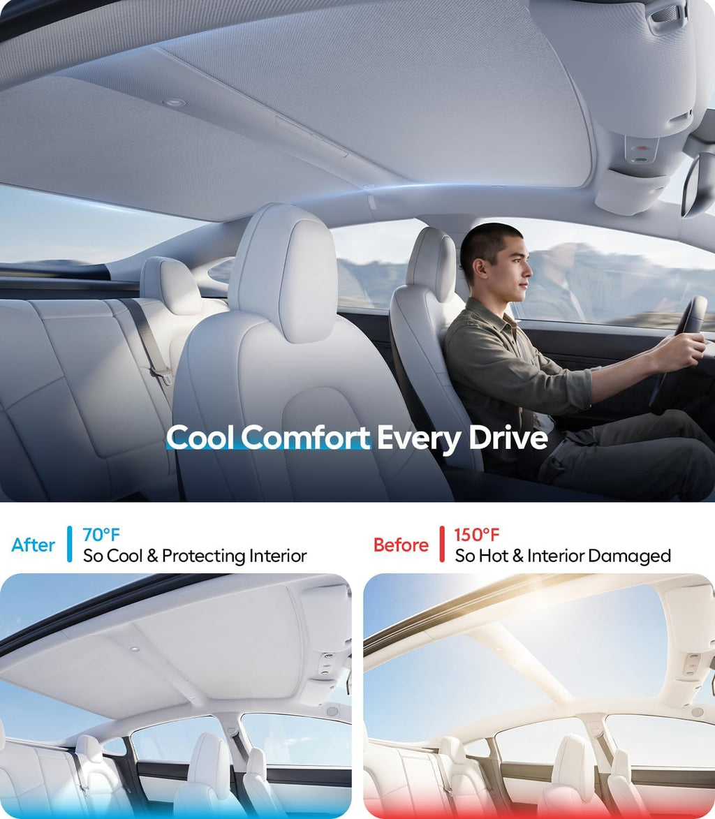 Wigoo for Tesla Model 3 Accessories Sunshade roof, Interior Gray