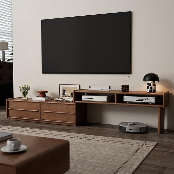YQJJGL Solid Wood TV Stand for TVs up to 65 Inch， Walnut TV Stand