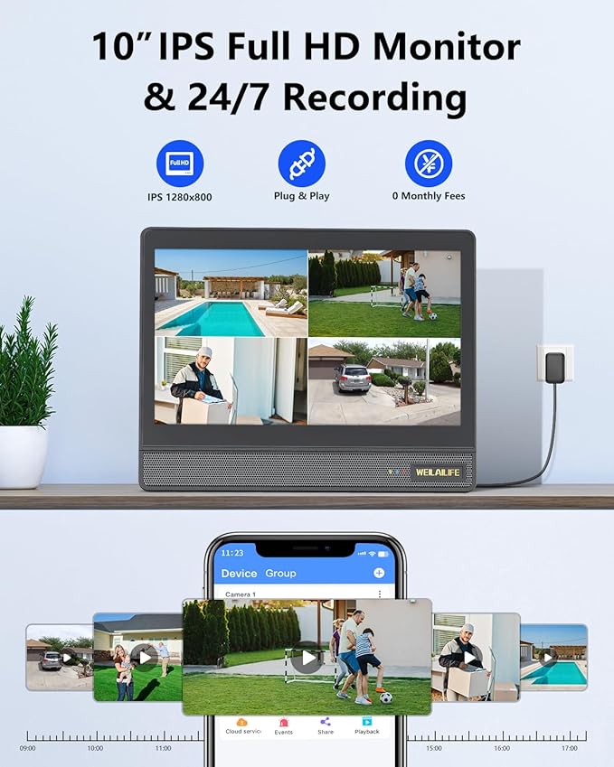 【All-in-One Security System】 Security Cameras Wireless Outdoor, WiFi Home Video