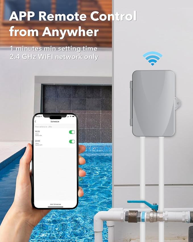 BN-LINK Pool Pump Timer, Outdoor Indoor Smart Wi-Fi Timer Box, 2HP 40A Max