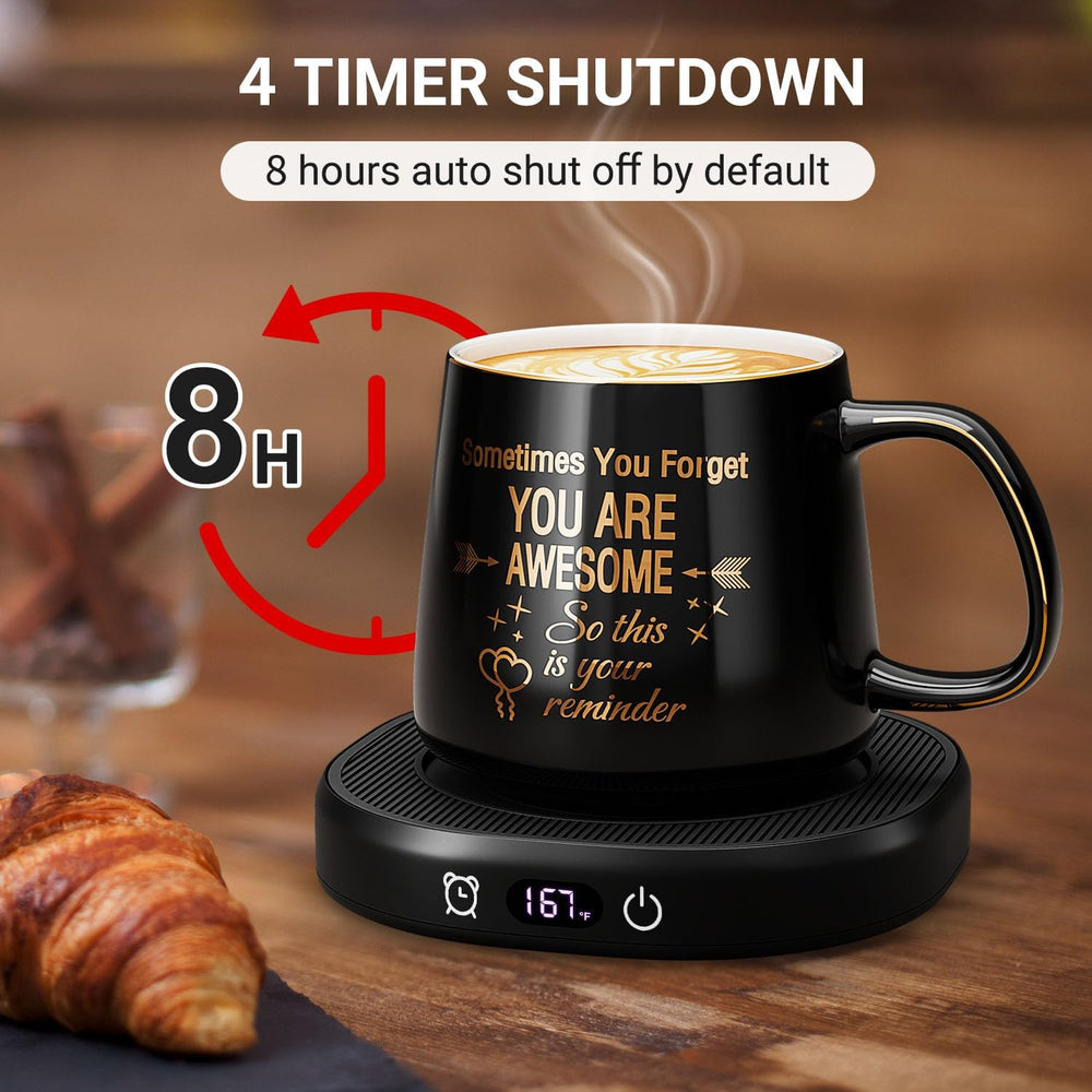 Coffee Mug Warmer & You are Awesome Mug Set, Electric Cup Warmer for Desk