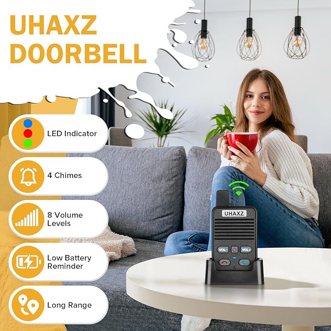 Wireless Doorbell, Hand-Free Door Bell, 1000Ft Long Range, Full Duplex 2 Way