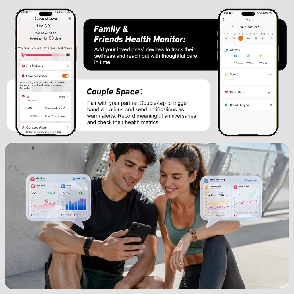 screenless activity tracker 24/7 health & fitness trackers showing dimensions