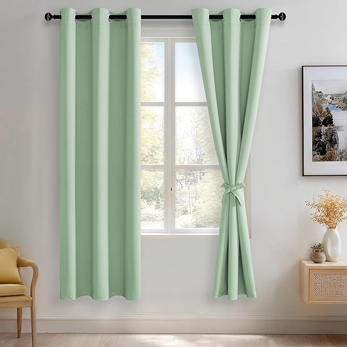 JIUZHEN Aqua Blackout Curtains (Set of 2)