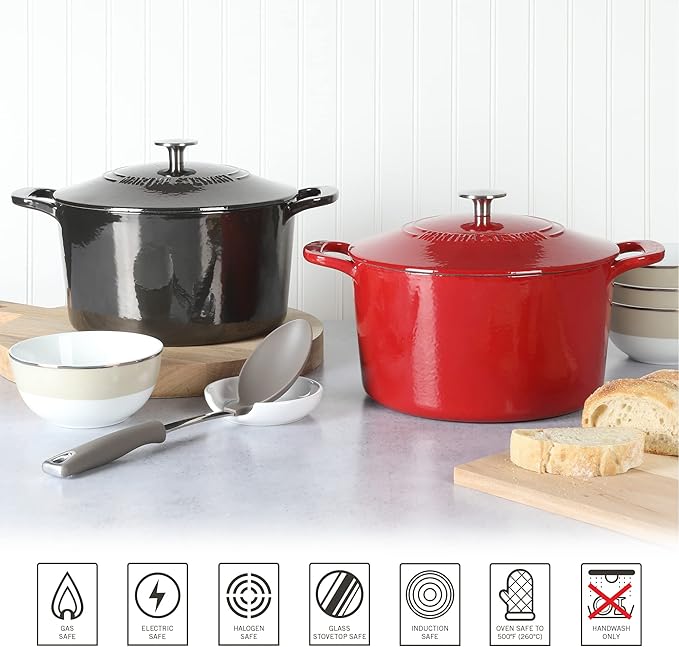 MARTHA STEWART Gatwick 7-Quart Enamel Cast Iron Dutch Oven Pot