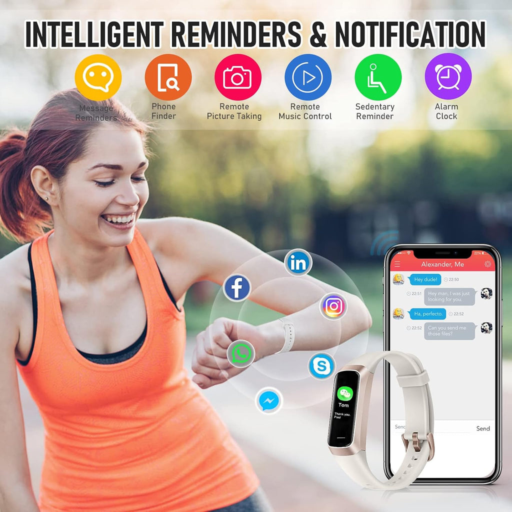 Fitness Tracker with 24/7 Heart Rate, Activity Trackers with Blood Pressure Sleep Monitor, 1.10" AMOLED Screen Step Tracker, Waterproof Step Counter, Health Smart Watch Pedometer for Women Men
