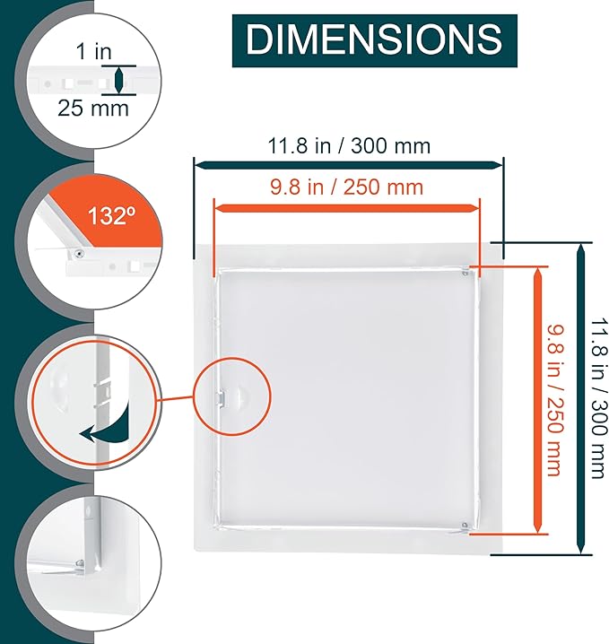 10" x 10" White Metal Access Door. Plumbing, Electricity, Alarm Wall Access