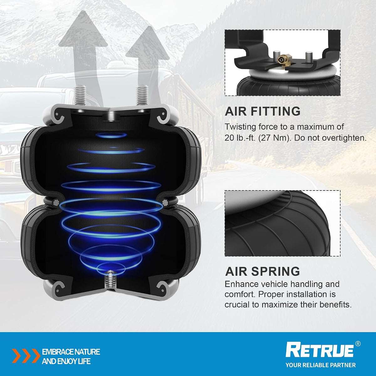 retrue rear air bags suspension kit for silverado on a desk or shelf