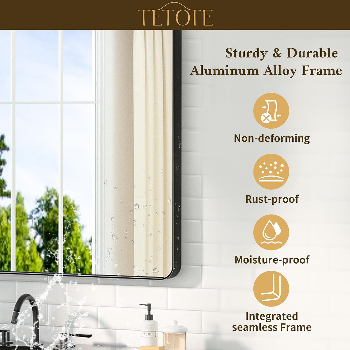 42 x 36 Black Bathroom Mirror Matte Black Metal Framed Vanity Mirror, Tempered Glass, Wall Mounted for Bathroom, Entryway, Bedroom, Living Room(Horizontal/Vertical)