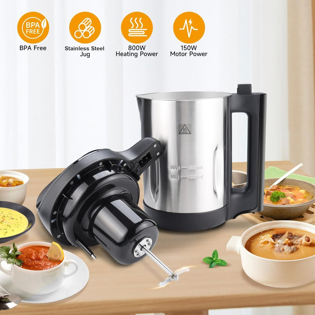 Homtone 1.6L Soup Maker Machine, Soup Maker with Smooth & Chunky Settings