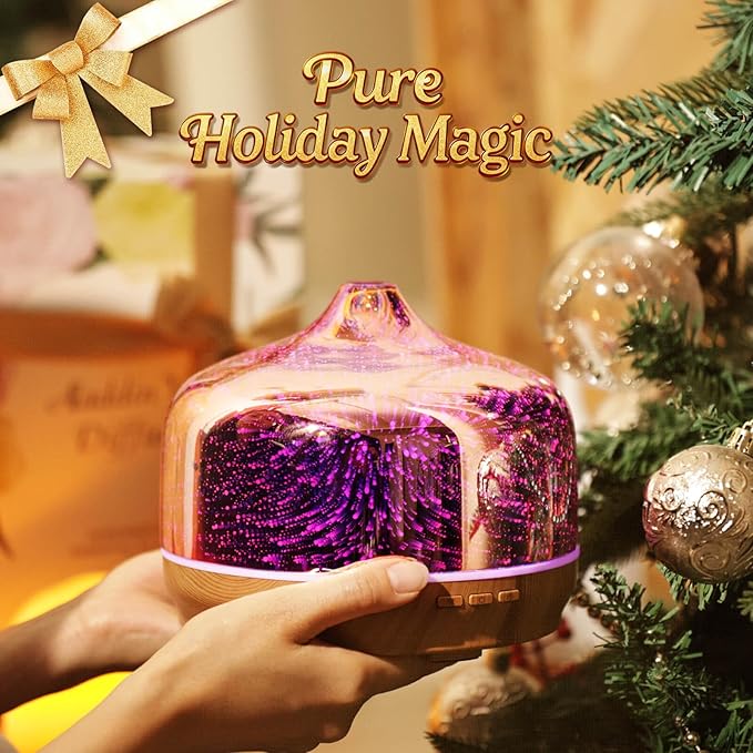 Porseme 500ml Essential Oil Diffuser 3D Glass Aromatherapy Ultrasonic Humidifier