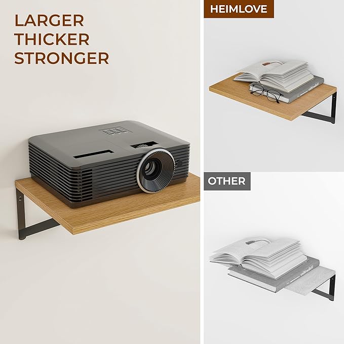 Heimlove Deep Floating Shelves for Wall, 12 Inch Deep Floating Shelves Set of 3