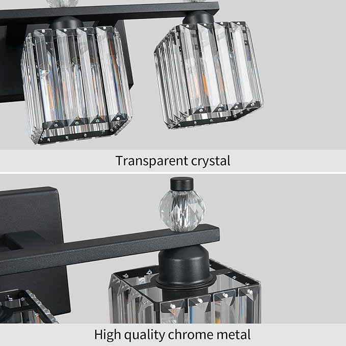 FDPBY Sand Black Bathroom Vanity Lights Crystal Vanity Light Bathroom Lighting