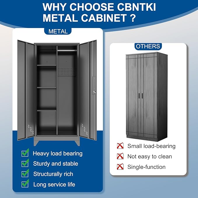 Garage Storage Cabinet, Broom Closet Storage Cabinet, Storage Shed, Metal