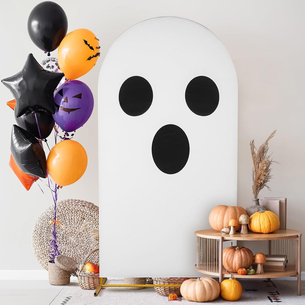 Moukeren 2 Pcs Halloween Ghost Arch Backdrop Covers, 7.2ft and 6ft