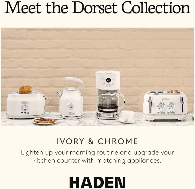 Haden Dorset 4 Slice Wide Slot Stainless Steel Toaster