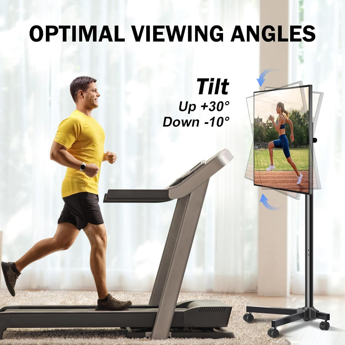 XINLEI Mobile TV Carts, Rotating Rolling TV Stand on Wheels for 13-50" Flat/Curved TVs Height Adjustable 30° Tilt Floor TV Stand Portable Monitor Stand Holds up to 44lbs Max VESA 200x200mm ML1350