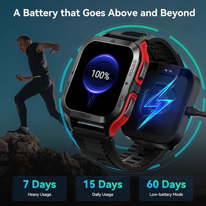 AMAZTIM Smart Watch, 60 Days Extra-Long Battery, 50M Waterproof, Rugged