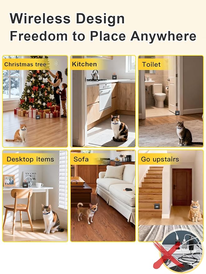 FLYSPEAR Extra Receiver Collar for Indoor Wireless Cat Barrier, Receiver Collar