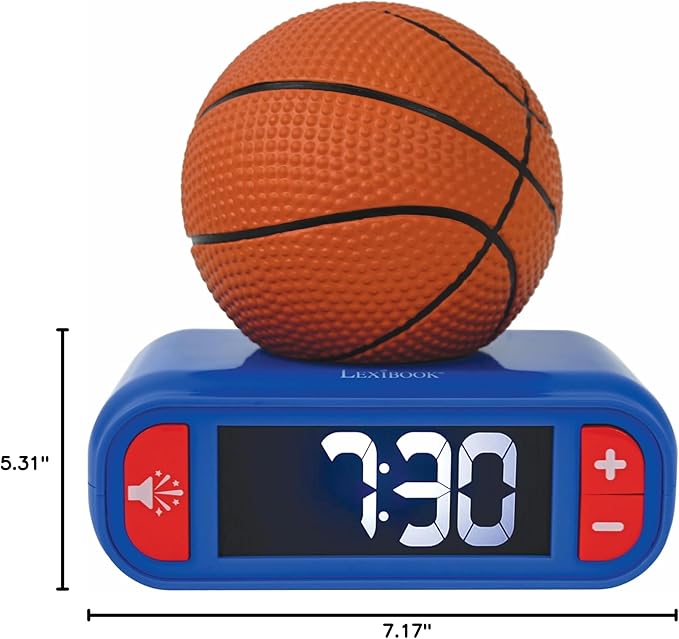 LEXiBOOK - Basketball - Basketball Nightlight Alarm Clock, Sounds and Melodies