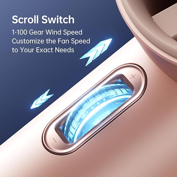 JISULIFE Portable Handheld Fan, Speed Adjustable Turbo Mini and 3600mAh Battery
